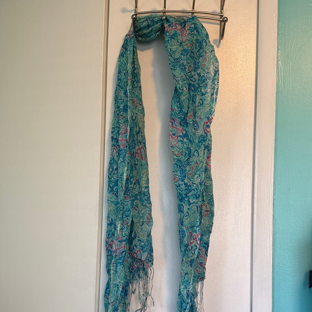 Lilly Pulitzer Turquoise and Pink Aquarius Scarf